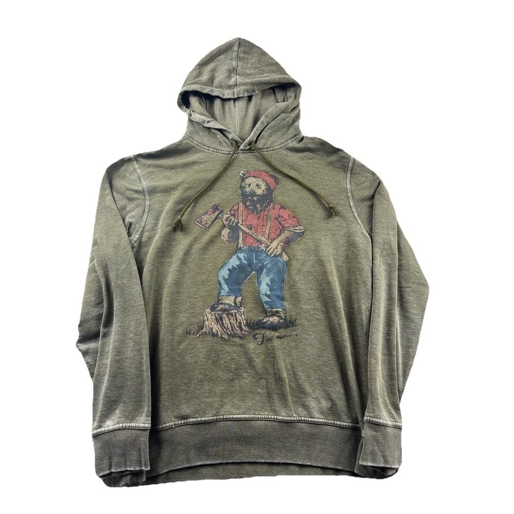 Lucky Brand Venice‎ Burnout Hoodie Mens Medium Lightweight Lumberjack Bear Faded